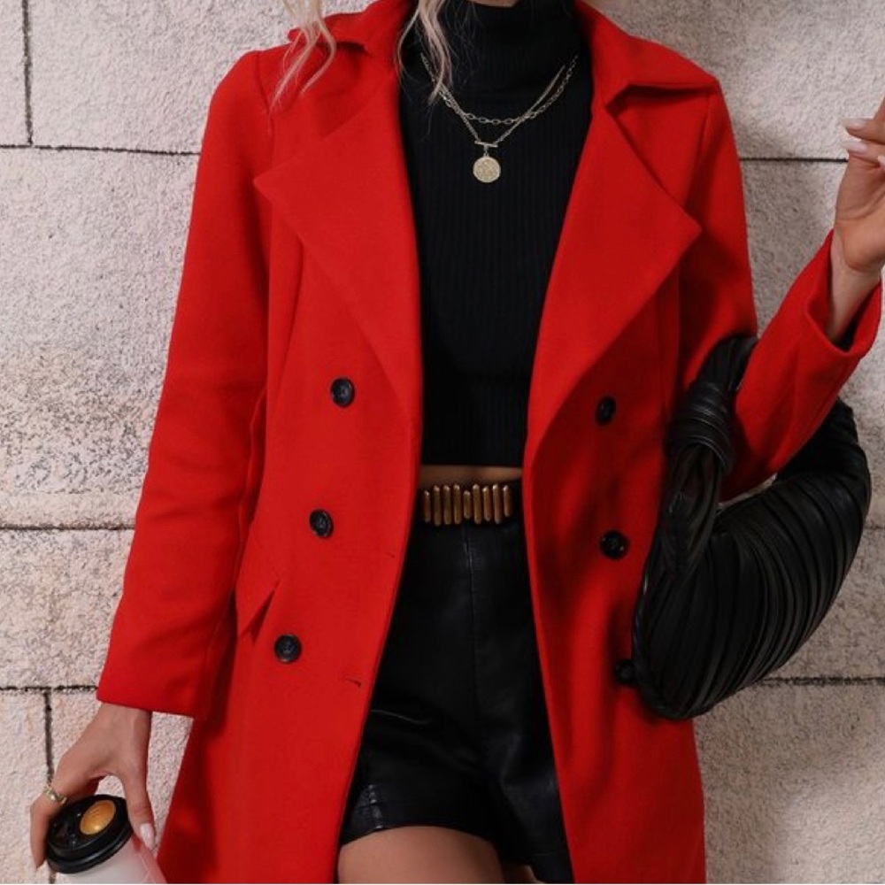 Forever 21 Red Peacoat Large